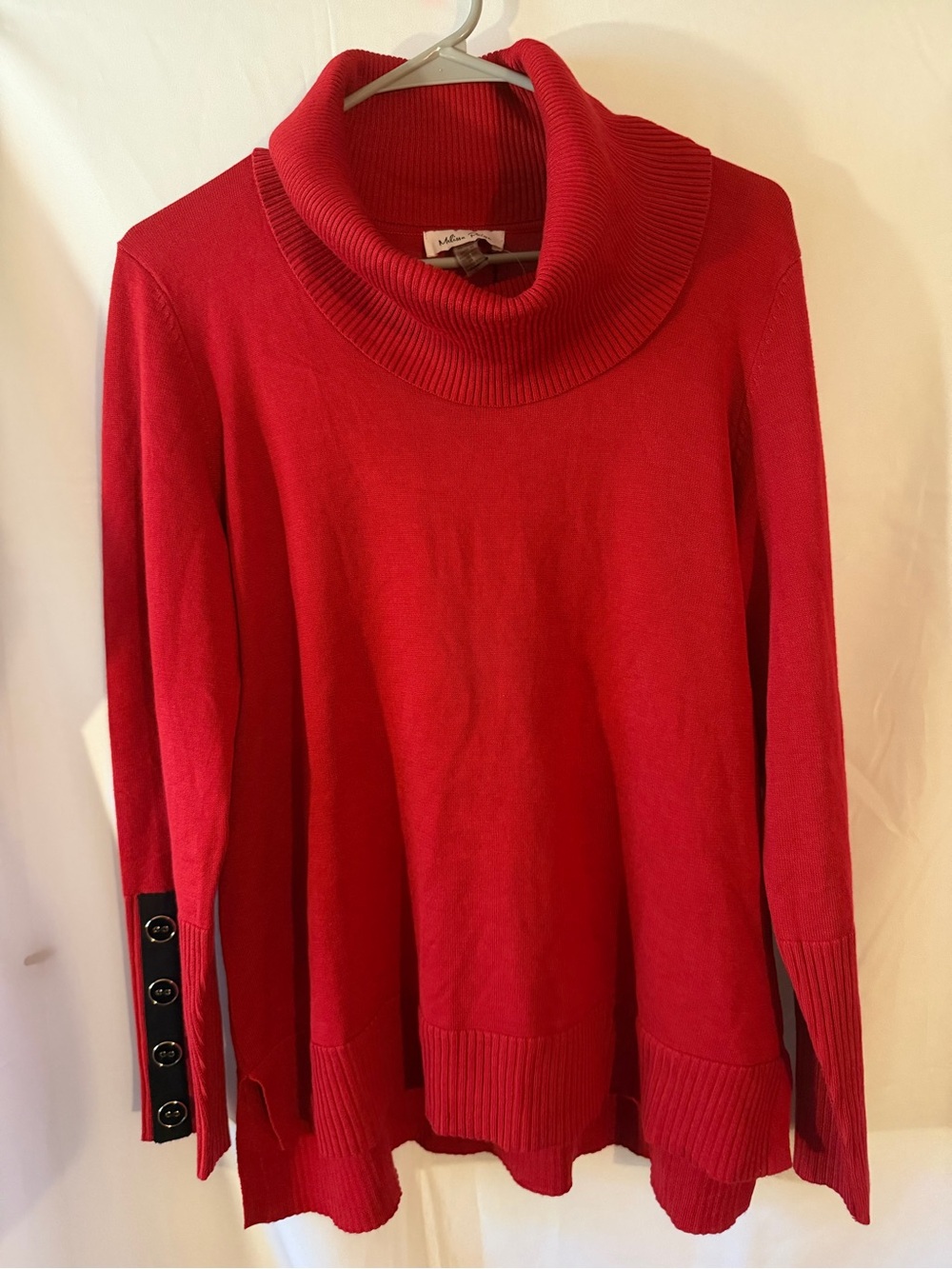 Melissa Paige Red Cowl Neck Women's Sweater
